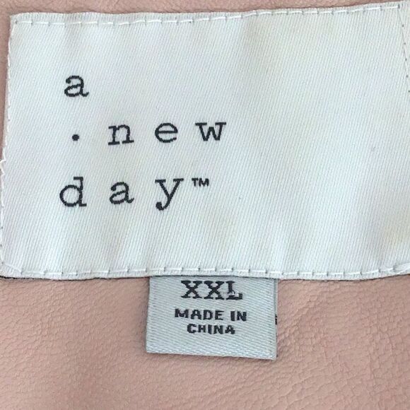 A New Day Pink Faux Leather Moto Style Asymmetrical Zip Up Jacket - Picture 14 of 16